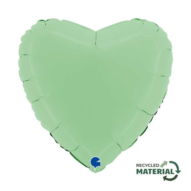 BALLON METALLIQUE COEUR 46 CM MATTE GREEN OU VERT MAT