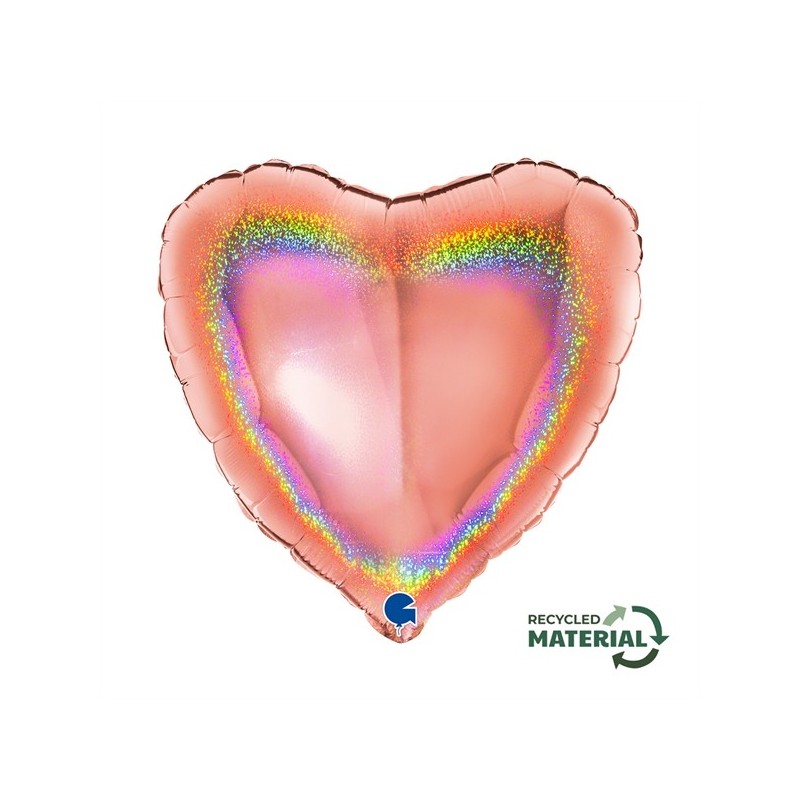BALLON METALLIQUE COEUR 46 CM HOLOGRAPHIC GLITTER ROSE GOLD BALLON METALLIQUE COEUR 46 CM HOLOGRAPHIC GLITTER ROSE GOLD
