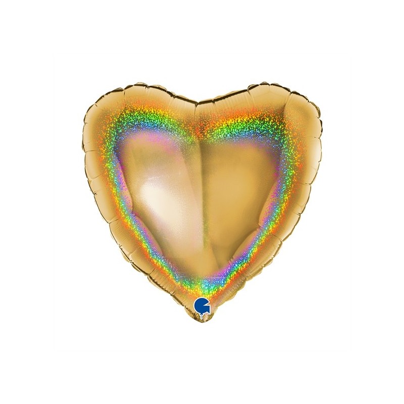 BALLON METALLIQUE COEUR 46 CM HOLOGRAPHIC GLITTER GOLD 5 OU OR BALLON METALLIQUE COEUR 46 CM HOLOGRAPHIC GLITTER GOLD 5 OU OR