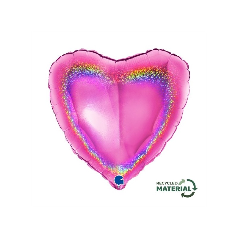 BALLON METALLIQUE COEUR 46 CM HOLOGRAPHIC GLITTER FUXIA OU ROSE FUCHSIA BALLON METALLIQUE COEUR 46 CM HOLOGRAPHIC GLITTER FUXIA OU ROSE FUCHSIA