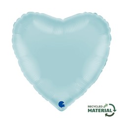 BALLON METALLIQUE COEUR 46 CM PASTEL BLUE OU BLEU CIEL