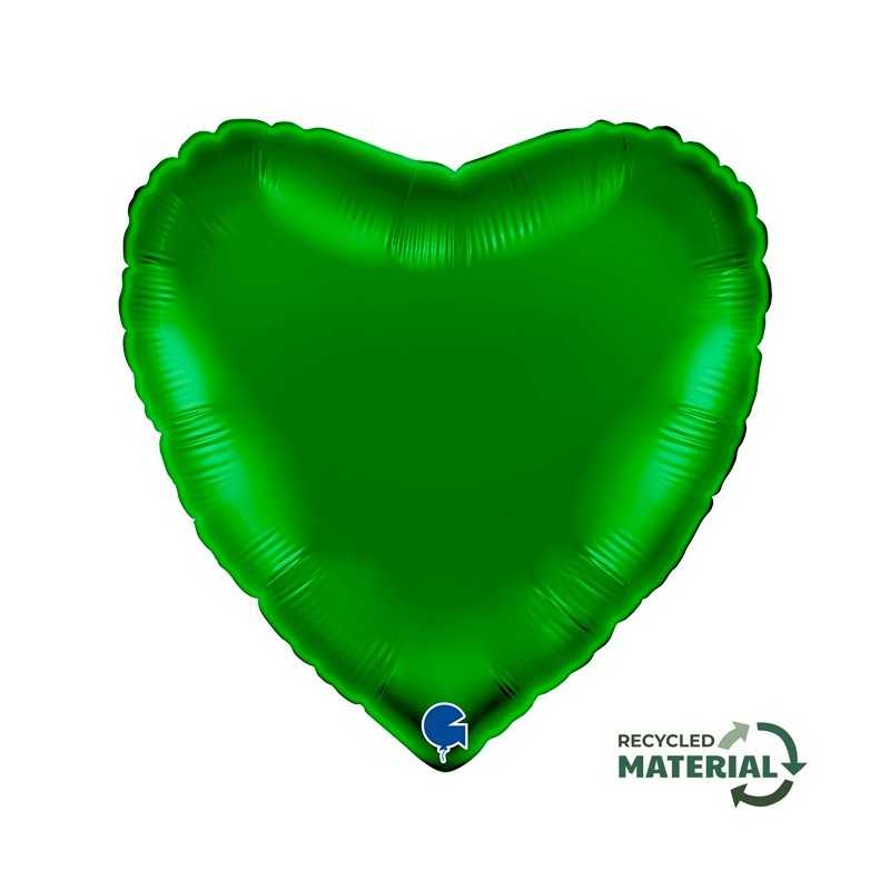 BALLON METALLIQUE COEUR 46 CM GREEN OU VERT