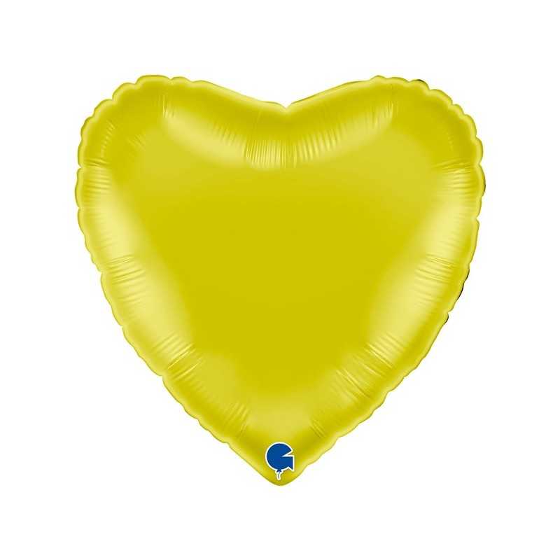 BALLON METALLIQUE COEUR 46 CM YELLOW OU JAUNE