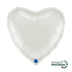 BALLON METALLIQUE COEUR 46 CM WHITE OU BLANC