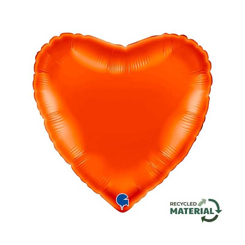 BALLON METALLIQUE COEUR 46 CM ORANGE