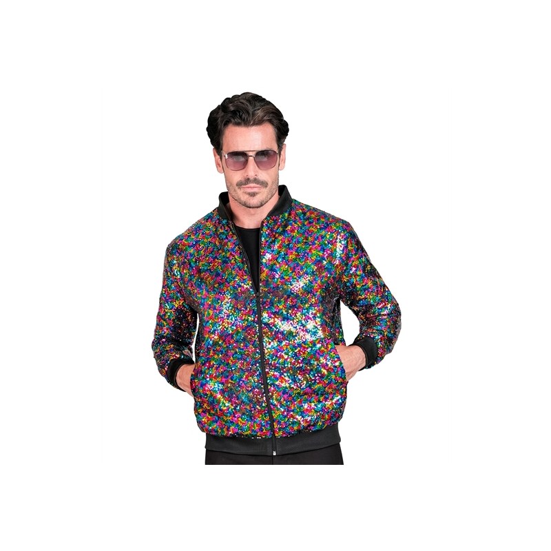 DEGUISEMENT BLOUSON BOMBER MULTICOLORE  TAILLE L-XL