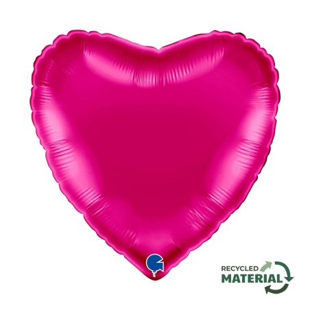 BALLON METALLIQUE COEUR 46 CM MAGENTA OU ROSE