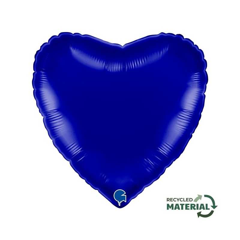 BALLON METALLIQUE COEUR 46 CM BLUE CAPRI OU BLEU ROI