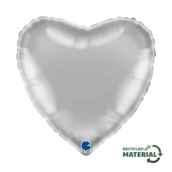 BALLON METALLIQUE COEUR 46 CM SILVER OU ARGENT