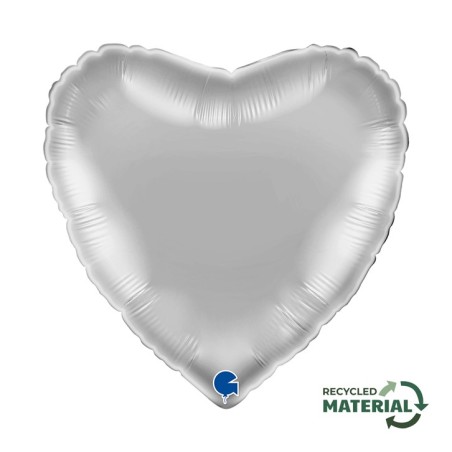 BALLON METALLIQUE COEUR 46 CM SILVER OU ARGENT