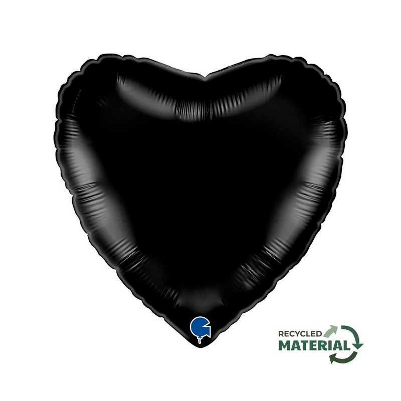BALLON METALLIQUE COEUR 46 CM BLACK OU NOIR
