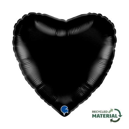 BALLON METALLIQUE COEUR 46 CM BLACK OU NOIR