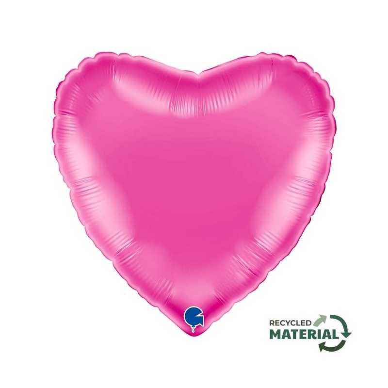 BALLON METALLIQUE COEUR 46 CM FUXIA OU ROSE FUCHSIA