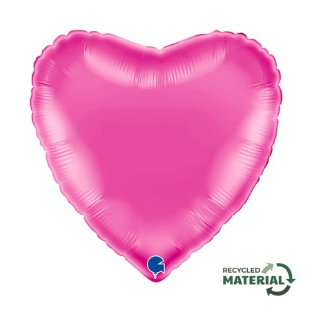 BALLON METALLIQUE COEUR 46 CM FUXIA OU ROSE FUCHSIA