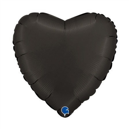 BALLON METALLIQUE COEUR 46 CM SATIN FUME BLACK OU NOIR