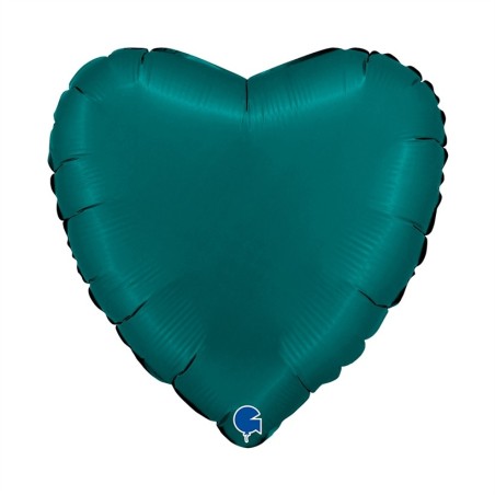 BALLON METALLIQUE COEUR 46 CM SATIN EMERALD GREEN OU VERT EMERAUDE