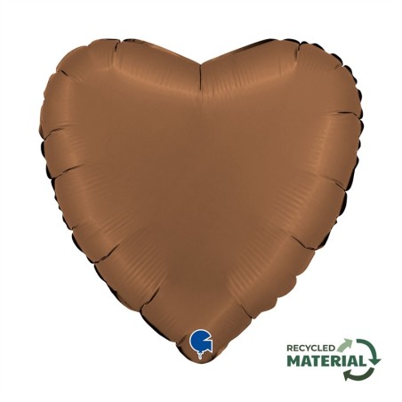 BALLON METALLIQUE COEUR 46 CM SATIN CHOCOLATE OU MARRON CHOCOLAT