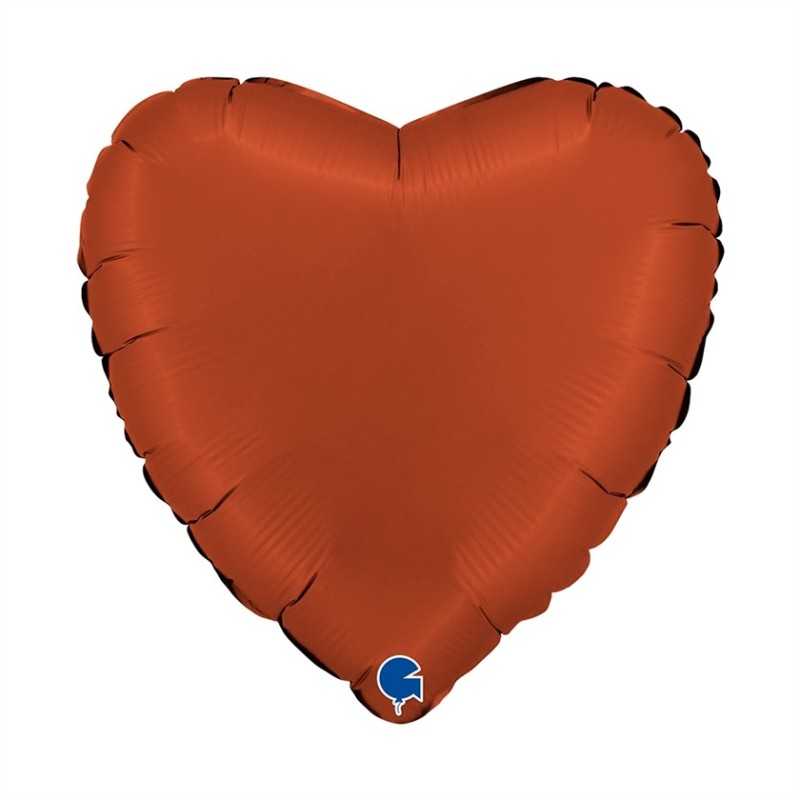 BALLON METALLIQUE COEUR 46 CM SATIN BRICK RED OU ROUGE BRIQUE