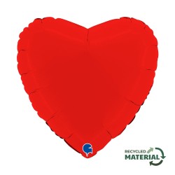 BALLON METALLIQUE COEUR 46 CM MATTE RED OU ROUGE MAT