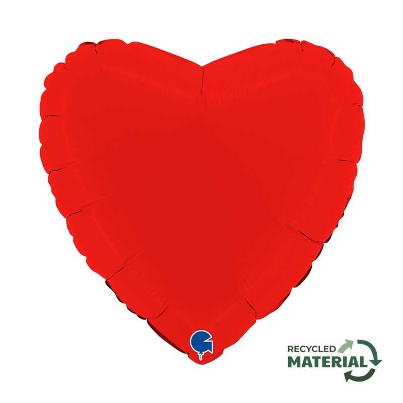 BALLON METALLIQUE COEUR 46 CM MATTE RED OU ROUGE MAT
