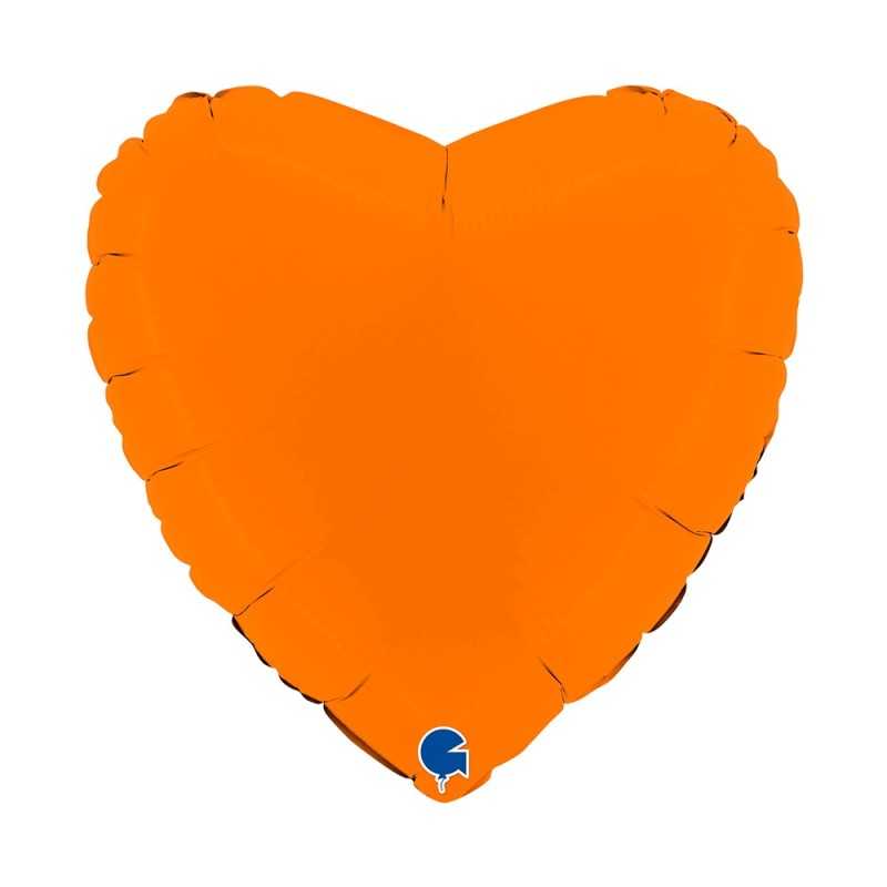 BALLON METALLIQUE COEUR 46 CM MATTE ORANGE