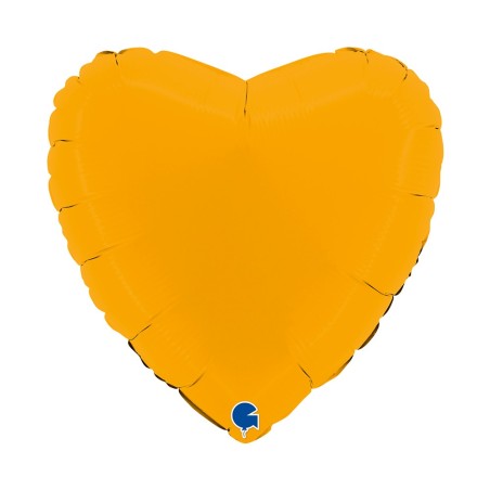 BALLON METALLIQUE COEUR 46 CM MATTE MUSTARD OU MOUTARDE