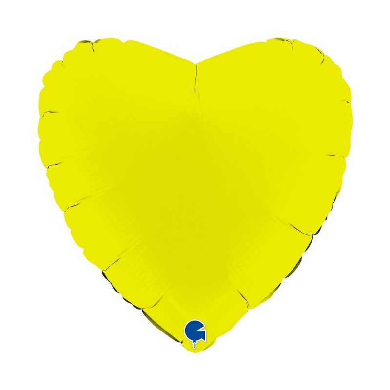 BALLON METALLIQUE COEUR 46 CM MATTE LIME GREEN OU VERT ANIS