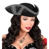 CHAPEAU TRICORNE NOIR GARNITURE ARGENT