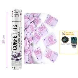 CANON A CONFETTIS FAUX BILLET 30 CM 