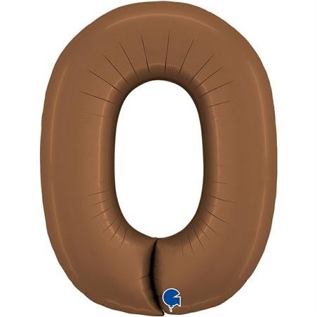 BALLON METALLIQUE CHIFFRE 0 102CM CHOCOLAT OU MARRON