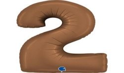 BALLON METALLIQUE CHIFFRE 2 102CM CHOCOLAT OU MARRON