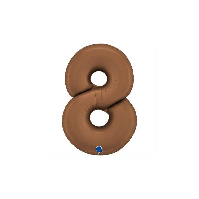 BALLON METALLIQUE CHIFFRE 8 102CM CHOCOLAT OU MARRON