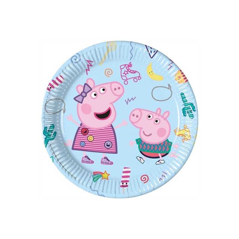 8 ASSIETTES EN CARTON BIODEGRADABLE PEPPA PIG 23 CM 