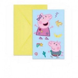 6 CARTES D'INVITATIONS + ENVELOPPES PEPPA PIG 