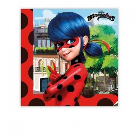 20 SERVIETTES MIRACULOUS LADYBUG 33 X 33 CM