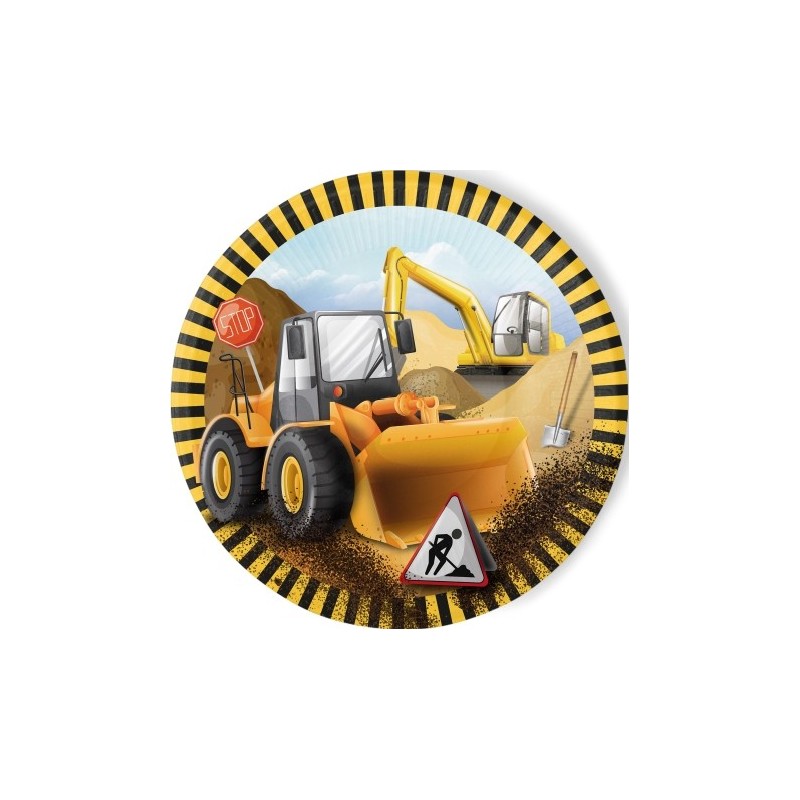 8 ASSIETTES PAPIER COMPOSTABLE THEME CHANTIER CONSTRUCTION 23 CM 8 ASSIETTES PAPIER COMPOSTABLE THEME CHANTIER CONSTRUCTION 23 CM