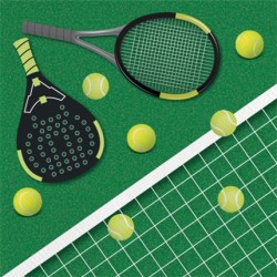 20 SERVIETTES EN PAPIER THEME TENNIS ET PADEL 33 X 33 CM