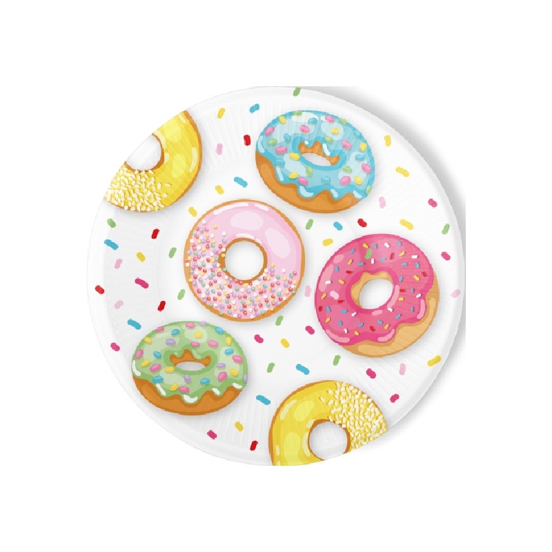 8 ASSIETTES EN CARTON DONUTS 23 CM