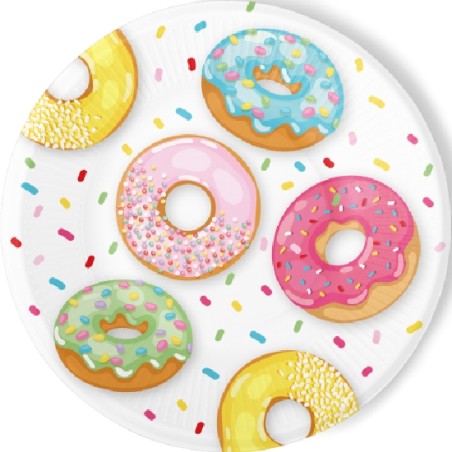 8 ASSIETTES EN CARTON DONUTS 23 CM