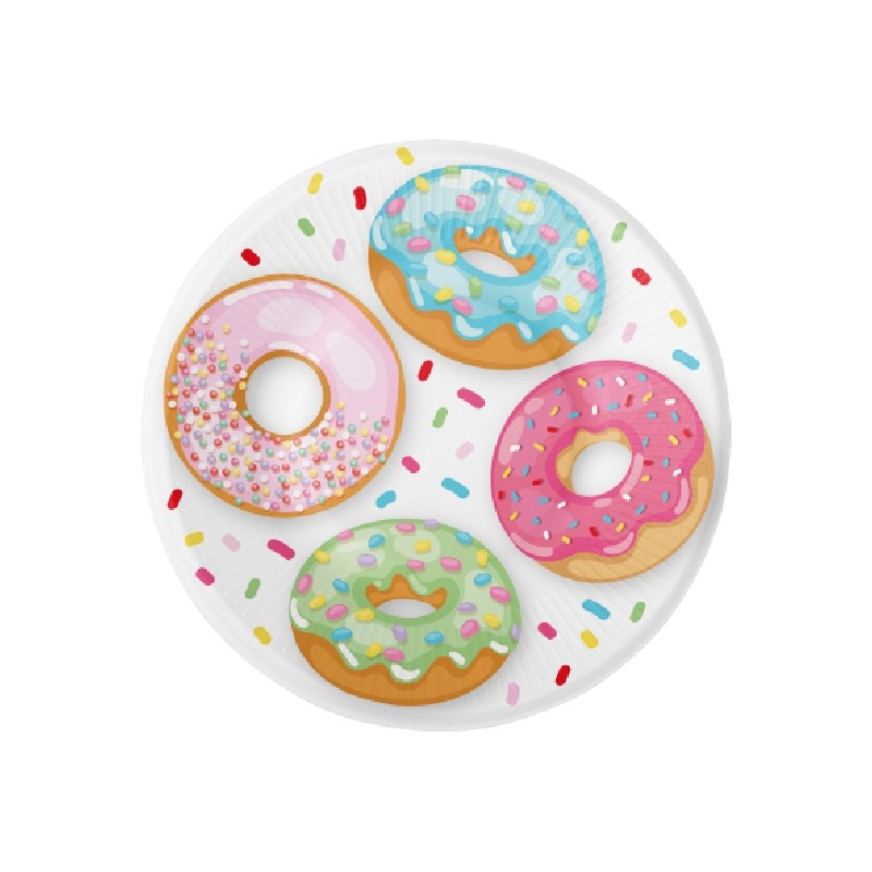 8 ASSIETTES EN CARTON DONUTS 18 CM