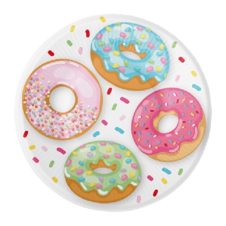 8 ASSIETTES EN CARTON DONUTS 18 CM