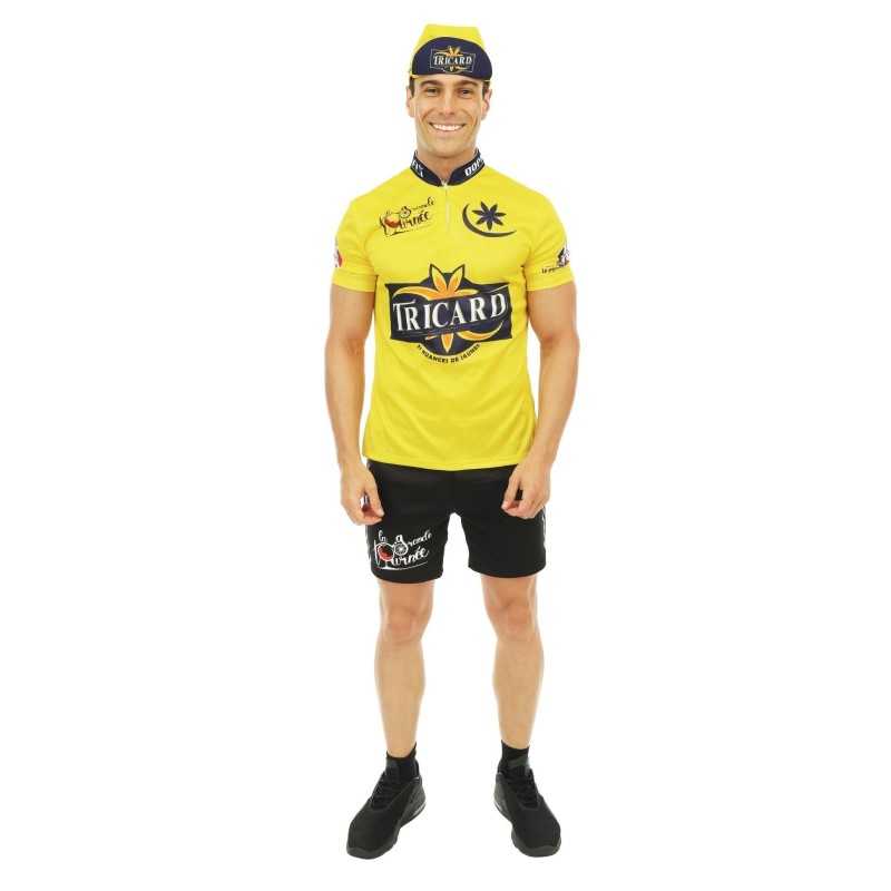 DEGUISEMENT COSTUME CYCLISTE TRICARD JAUNE TAILLE S-M