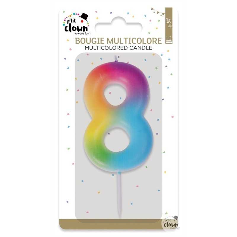 BOUGIE MULTICOLORE CHIFFRE 8