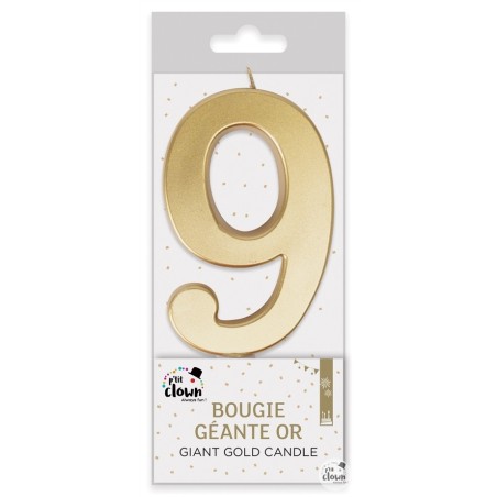 BOUGIE GEANTE OR CHIFFRE 9