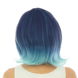 PERRUQUE CHEVEUX MI LONG BLEU DEGRADE  AVEC FRANGE