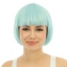 PERRUQUE CABARET CHEVEUX CARRE COURT BLEU CIEL AVEC FRANGE