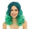 PERRUQUE CHEVEUX LONGS BOUCLES VERT DEGRADE SANS FRANGE