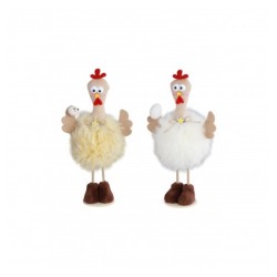 1 POULE HUMORISTIQUE FOURRURE GM ENV 11CM X 7CM X 21CM