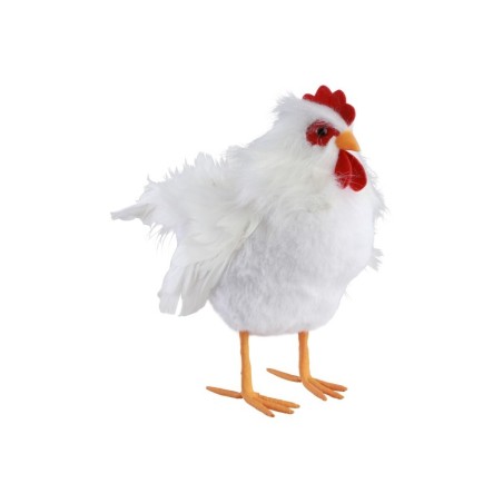 POULE BLANCHE PLUMES PM 20CM X 12CM X 20CM