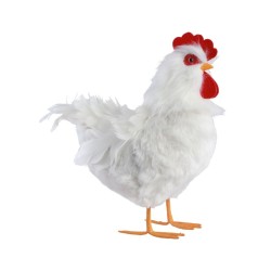 POULE BLANCHE PLUMES 30CM X 15CM X 33CM